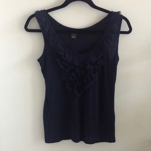 Blue Club Monaco tank with frill detail